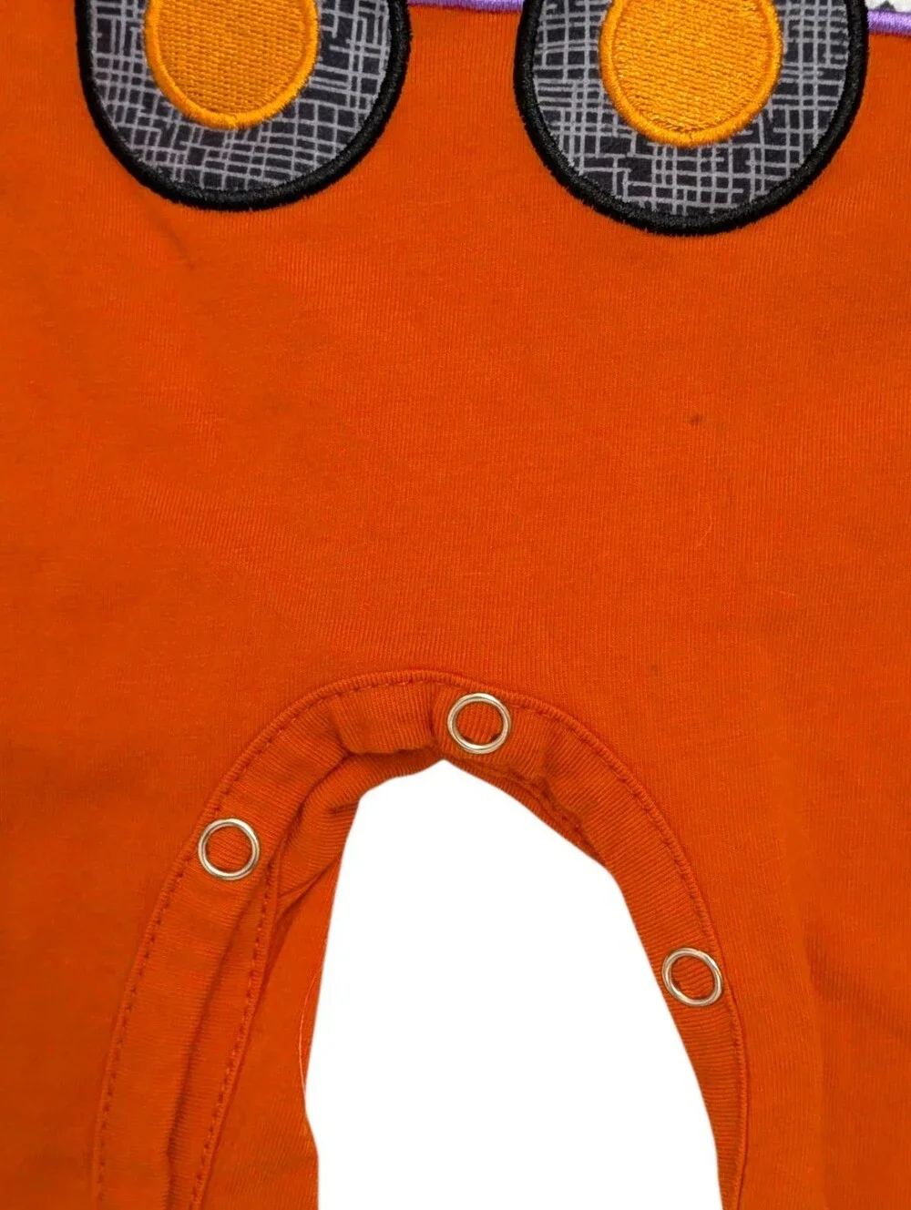 Baby Halloween Romper Ghost Spider Monster Truck Applique Purple Striped 3M